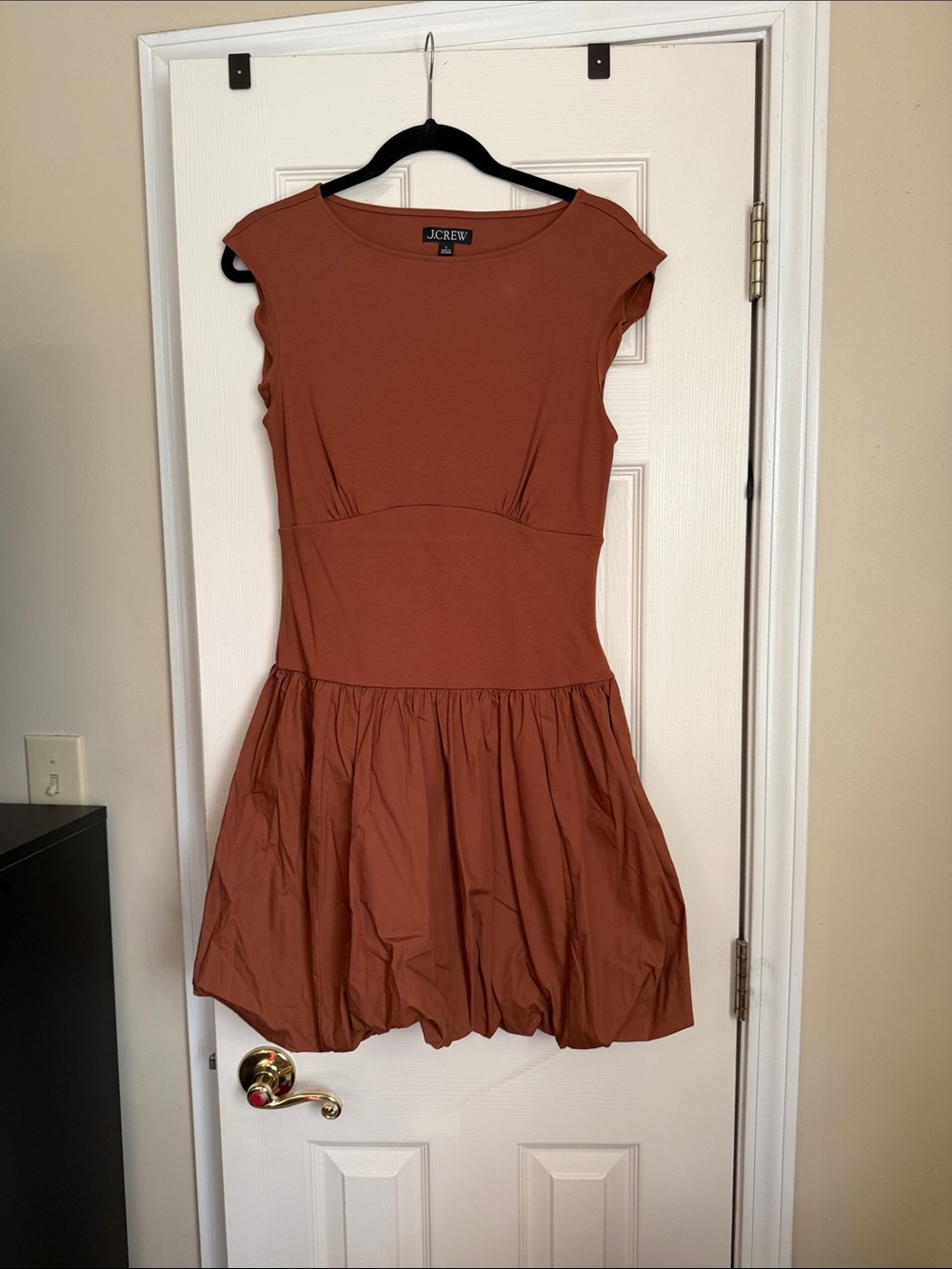 J. Crew Rust Orange Cap Sleeve Fit-and-Flare Mini Dress